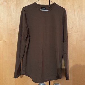 Cuts Clothing Long Sleeve Tee Size M Brown Curve Hem